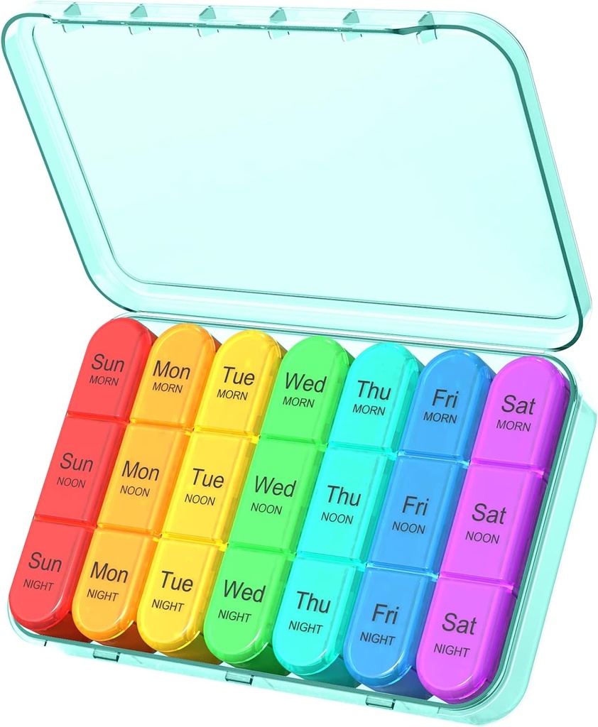 Pill Organizer 3 Times a Day, Weekly Pill Organizer 3x a Day, Pill Box 7 Day, Daily Pill Box Organizer, Travel Container Pill Cases Organizers 7 Day, Medicine Organizer to Hold Vitamins and Drug