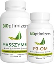 BiOptimizers - P3-OM ve MassZymes Sche - Kadınlar ve Erkekler için Premium Digestive Enzymes ve Probiyotikler - Doktor-Former (250 MassZymes Capsules, 120 P3-OM Capsules)