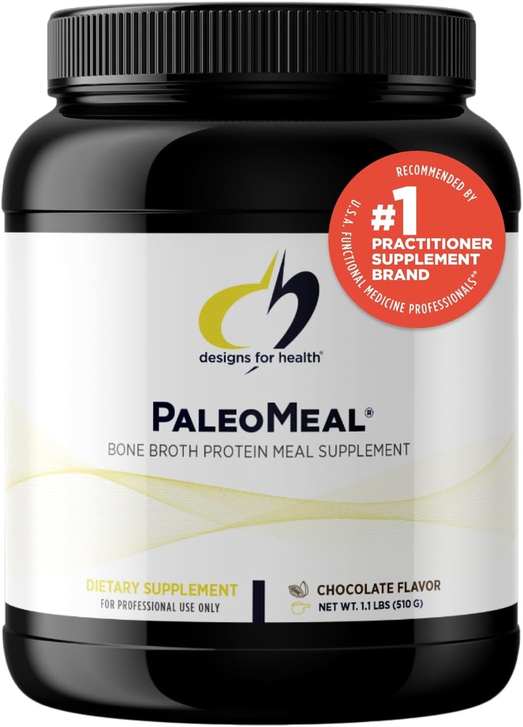 Sağlık için Tasarımlar Saf PaleoMeal - Bone Broth Protein Toz 17g protein, Meal Reçet + Chelated Minerals, (15 Chocolate Services / 510g)