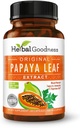 Papaya Leaf Extract Capsules 10X Strength - 60/600 mg Veg Capsules- Blood Platelet, Bone Marrow & Spleen Support, Immune Gut & Super Digestive Health - Herbal Goodness (Pack of 6)