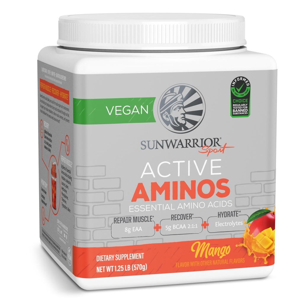 Sunwarrior Amino Asitler Enerji Toz Esasları EAA & BCAA | Kas Onarım Hydration & Recovery | Sağlık Güçlü & Endurance | Mango Flavor | 30 Hizmet | Aktif Türler |