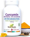 NEW ROOTS HERBAL Turmeric Curcumin Supplement 500 mg with Gingers & Black Pepper Extract - 20x Better Abxia | Coumarin Capsules & 95 Piperine (90 Veg Capsules)