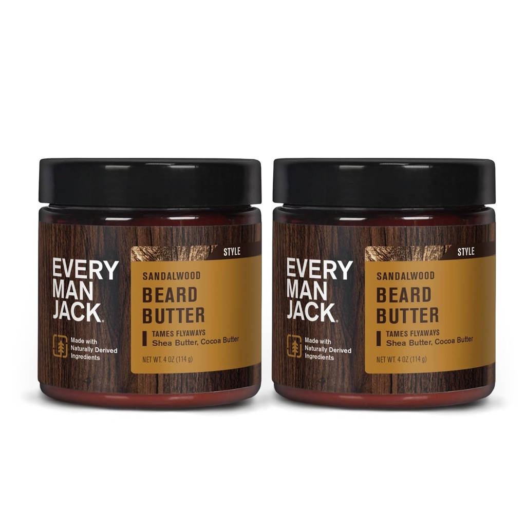 Her Adam Jack Beard Butter- Subtle Sandalwood Fragrance - Hydrates and Styles Kuru, Unruly Beards while Relieving Itch - Doğal olarak Shea Butter ve Coconut Oil ile Türlendi - 4-ounce (2 Pack)
