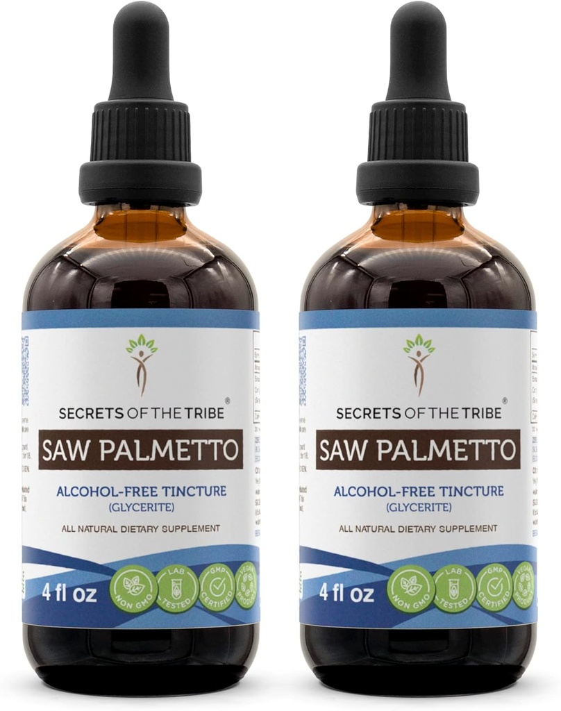Saw Palmetto Tincture Alkol-Free Liquid Extract, Saw Palmetto (Serenoa Repens) kıl Berry (2x4 FL OZ)