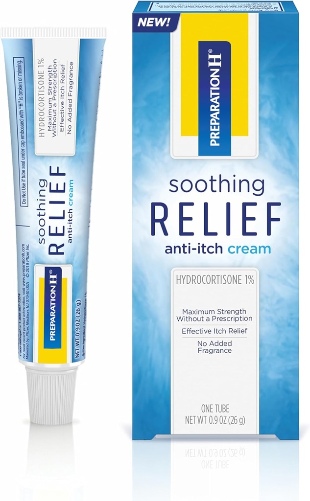 H Soothing Relief Anti Itch Cream,% 1 Hydrocortisone Cream for Butt Itch Relief - 0.9 Oz Tube