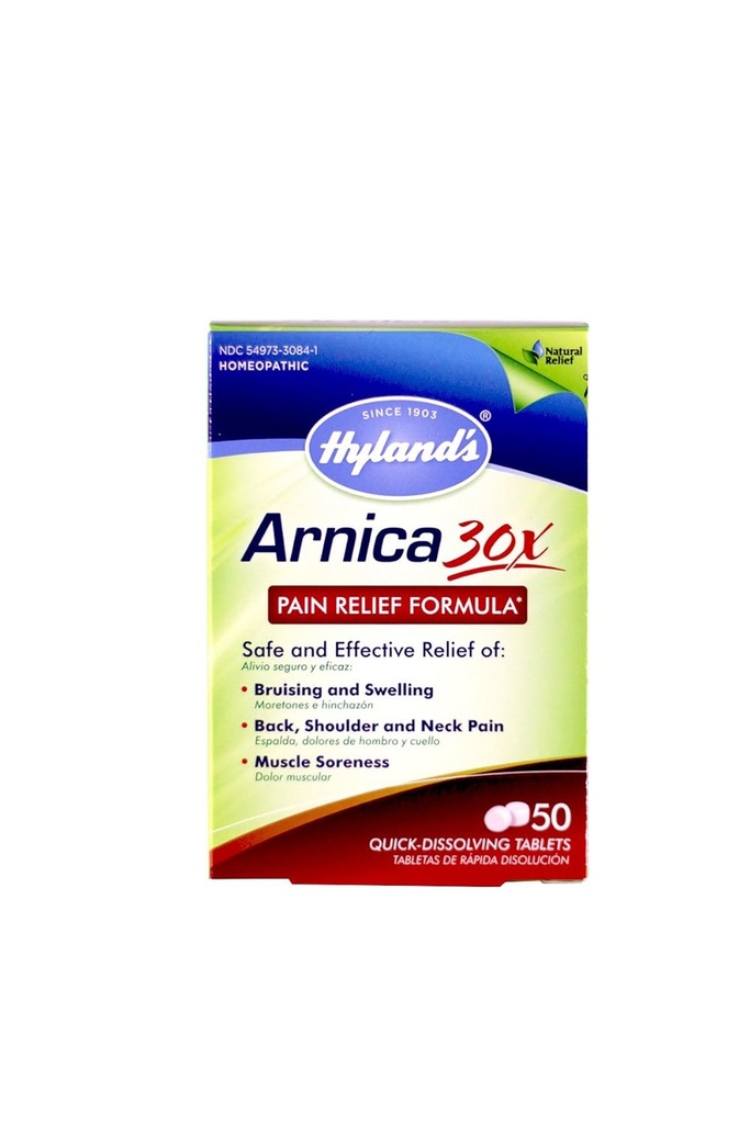 Hyland'ın Arnica Tabletleri 30X, Natural Homeopathic Bruising ve Pain Relief, 50 Count ( Borges)
