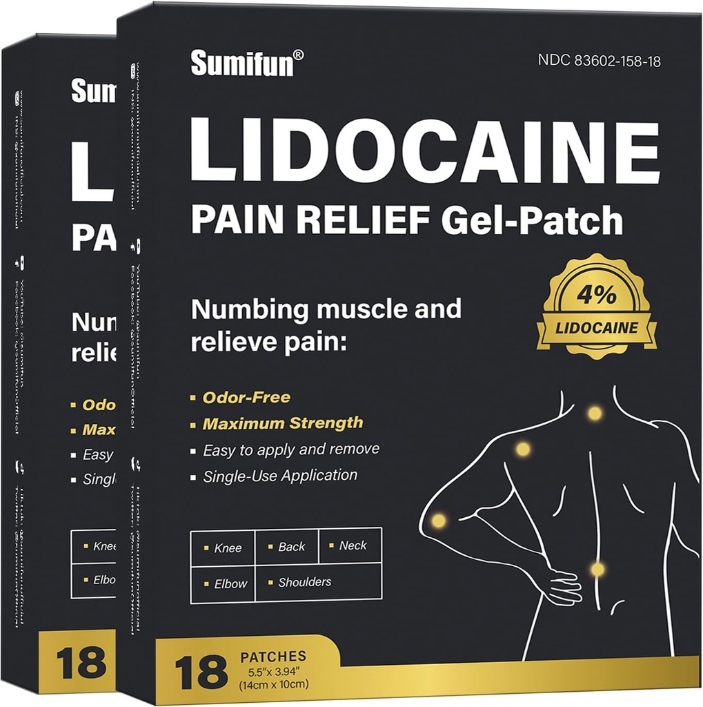 Sumifun % 4 Lidokak Ağrısı Depremleri - 36 Geri Döndürme, Kas, Ortaklar, Diz Ağrısı Yardımı - Aşağı Geri Ağrı Ölçümü Ürünler - Ağrı Patches maksimum Güçlü Lidoka