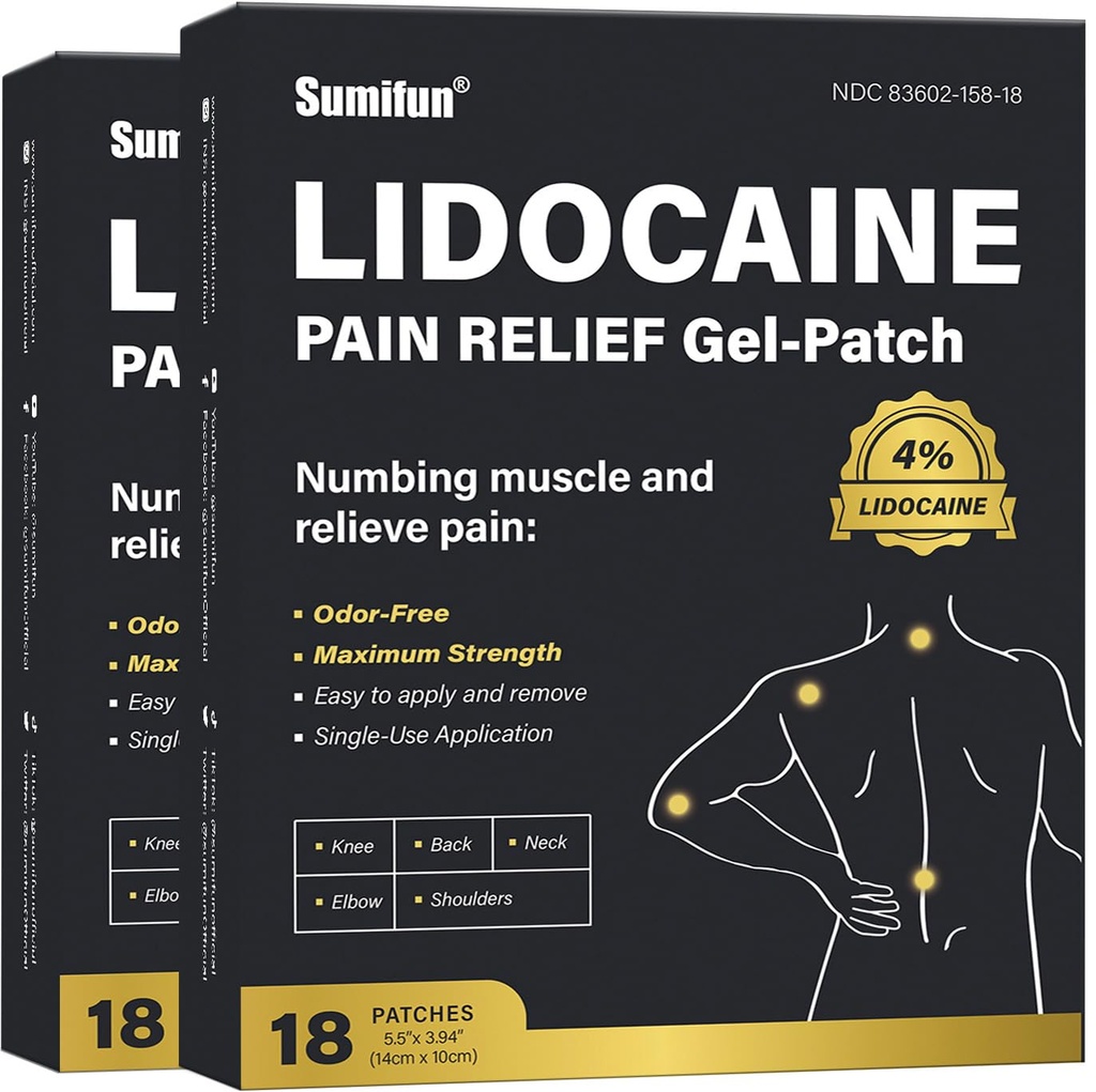 Sumifun % 4 Lidokak Ağrısı Depremleri - 36 Geri Döndürme, Kas, Ortaklar, Diz Ağrısı Yardımı - Aşağı Geri Ağrı Ölçümü Ürünler - Ağrı Patches maksimum Güçlü Lidoka