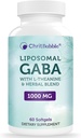 Liposomal GABA Συμπληρώματα 1000mg με L-Θεανίνη 200mg, Υψηλή Απορρόφηση, Ashwagandha, Χαμομήλι,Tart Cherry βοτανικό συμπλήρωμα για ενήλικες,60 Softgels,Non-GMO,Gluten Δωρεάν