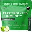 Keto Vitals Immunity Sugar Free Electrolytes Toz C, Ginger, Turmeric, & Elderberry - Immune System ve Rehidrat Your Body - Green Apple Flavor, 30 Count