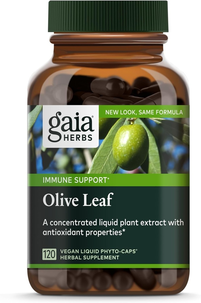 Gaia Herbs Olive Leaf - Traditional Immune Health Support - Συμπλήρωμα ανοσοποιητικού συστήματος με εκχύλισμα ελιάς & Oleuropein* - 120 Vegan Liquid Phyto-Caps (Εφοδιασμός 60 ημερών)