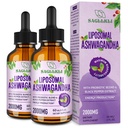 Liposomal Ashwagandha Liquid Drops 2000 mg, Ashwagandha Root Extract Supplement (% Withanolides) Black Pepper Extract & Probiyotiks for Focus, Cognition & Energy - 4 FL.OZ (2 Şişe)
