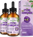 Liposomal Ashwagandha Liquid Drops 2000 mg, Ashwagandha Root Extract Supplement (% Withanolides) Black Pepper Extract & Probiyotiks for Focus, Cognition & Energy - 4 FL.OZ (2 Şişe)