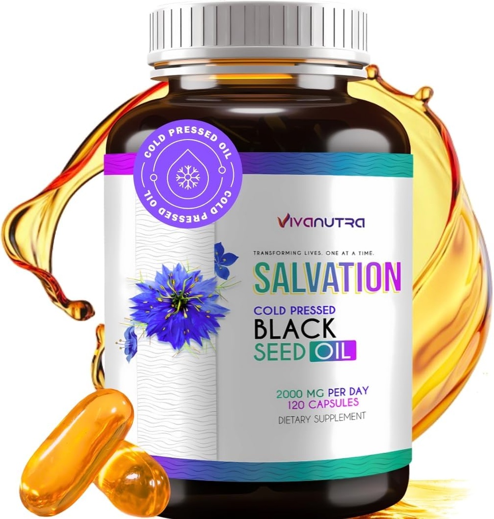 Black Seed Oil Capsules - Cold Pressed Nigella Sativa (Türkçe) Thymoquinone, Black Cumin Nigella Sativa Tohum Yağı, %100 Sıvı Pure Blackseed Oil 120 Count, 500 mg Per Capsule, ABD'de Yapıldı