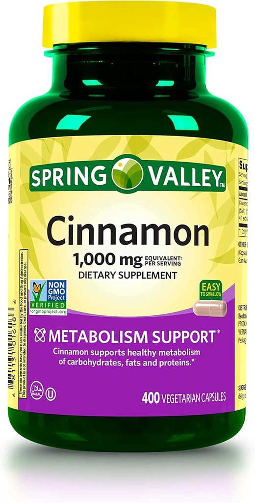 jogi Cinnamon Diyeter Supplement, 1000 mg Metabolism Destek Diyeti Supplement 400 Kont