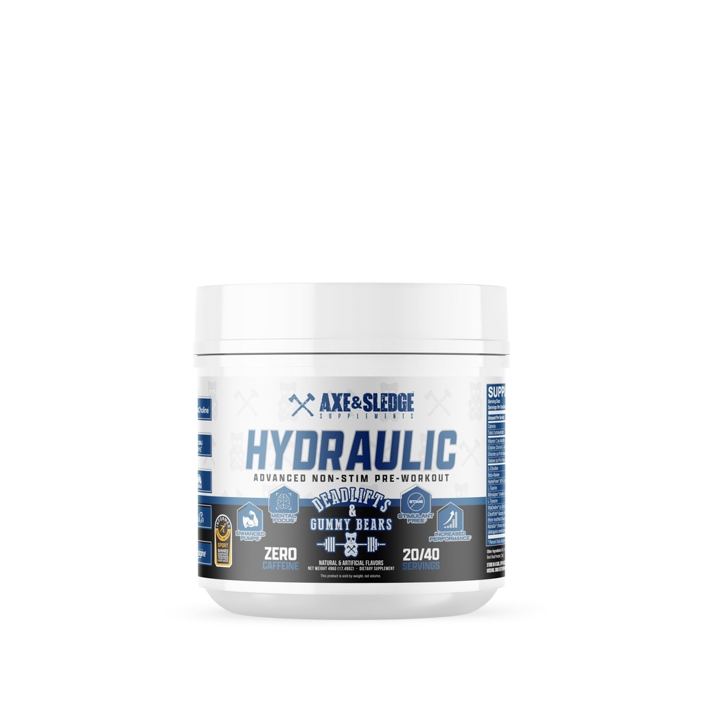 Axe & Sledge Hidrolik Stim-Free Pre-Workout Toz for Men & Women | Performans, Stamina, Focus, Pumps | L-Citrulline, Beta Alanine, Kretine, Caffeine-Free, Deadlifts & Gummy Bears