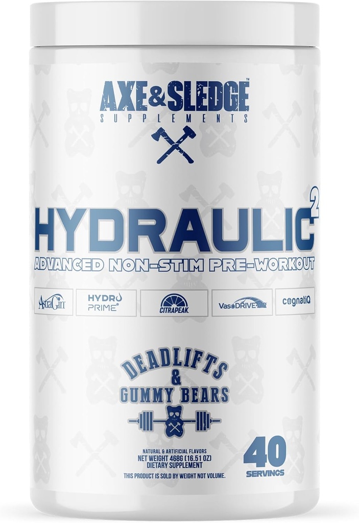 Axe & Sledge Hidrolik Stim-Free Pre-Workout Toz for Men & Women | Performans, Stamina, Focus, Pumps | L-Citrulline, Beta Alanine, Kretine, Caffeine-Free, Deadlifts & Gummy Bears