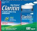 Claritin Alerji Tıpı Yetişkinler için, 24 Saat Non-Drowsy Loratadine 10 mg Pills, Antihistamine, 100 Tablet