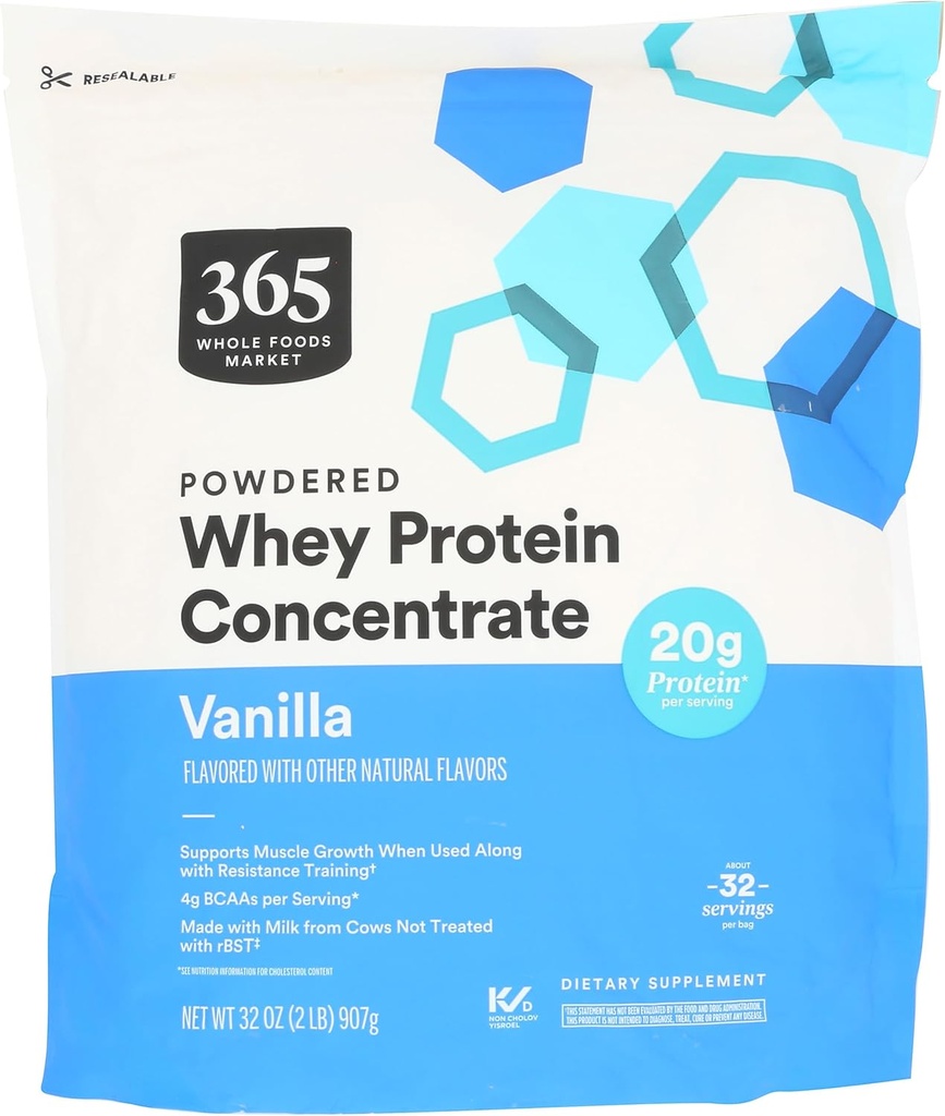 365 από Whole Foods Market, Vanilla Whey συμπυκνωμένη πρωτεΐνη σκόνη, 32 OZ