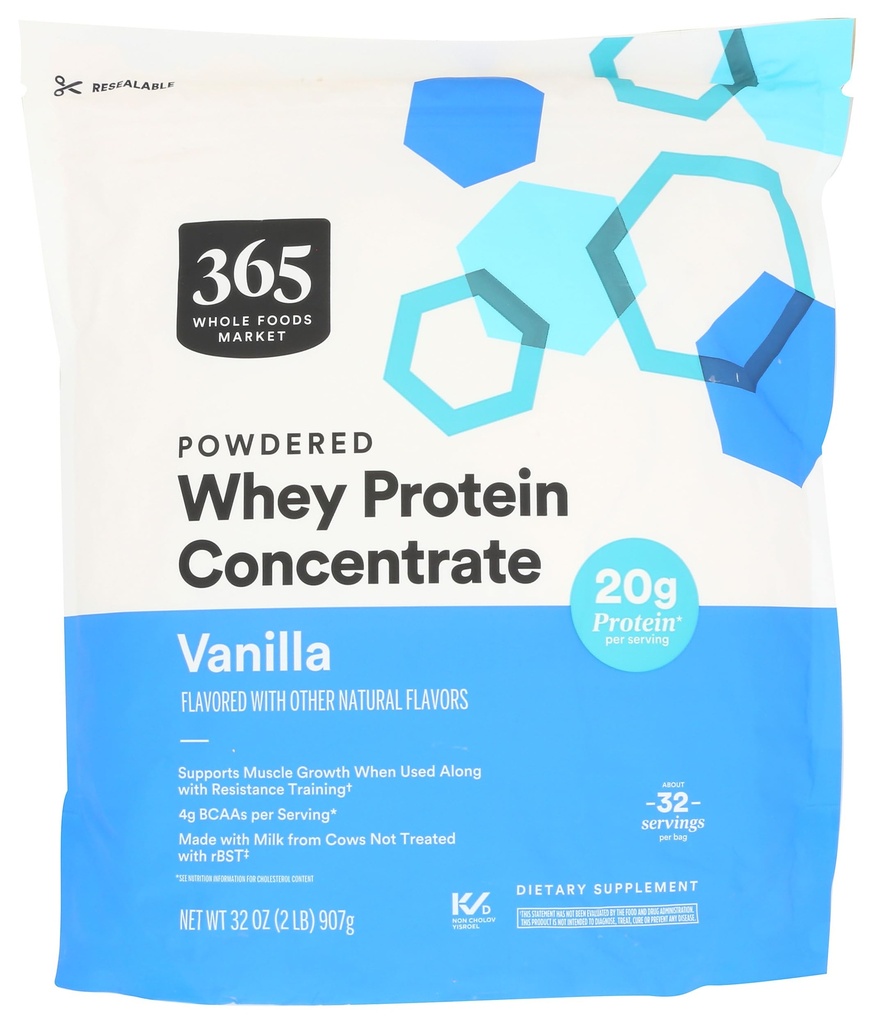 365 από Whole Foods Market, Vanilla Whey συμπυκνωμένη πρωτεΐνη σκόνη, 32 OZ