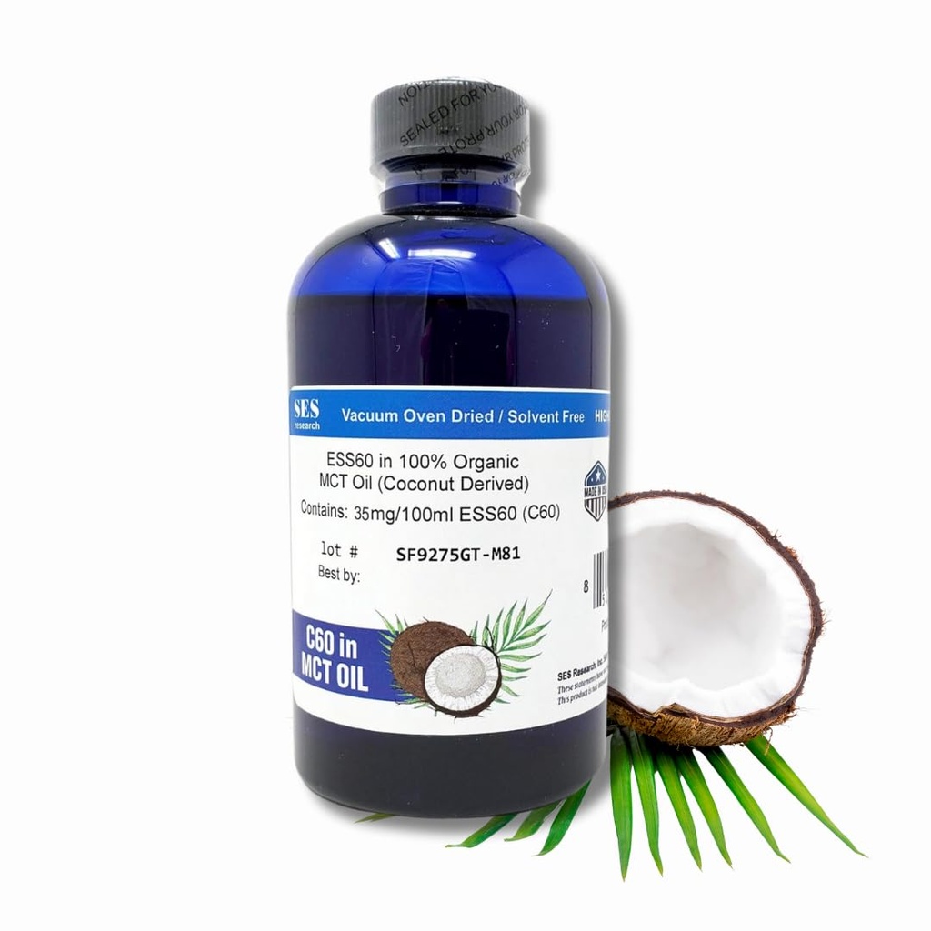 SES Research C60 Organik MCT Oil Coconut Derived -% 99.99 Karbon60 - Antioksit Eksi - Uzun süredir - Uyku - Enerji ve Immunity 4Ozz
