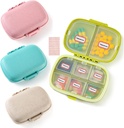 4 Pack Travel Pill Organizer, 8 Karşılaştırma Küçük Pill Box, Portatif Günlük Pill Tıp Davası, Vitamin, Supplement Storage, Compact Pill Container for Pocket, Purse, Travel, Office, Home Use