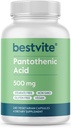 BESTVITE Pantothenic Acid 500 mg (Vitamin B5) (240 Vejetaryen Capsules) - No Stearates - No Gelatin - Nouba Silicate - Vegan - Non GMO - Gluten Free
