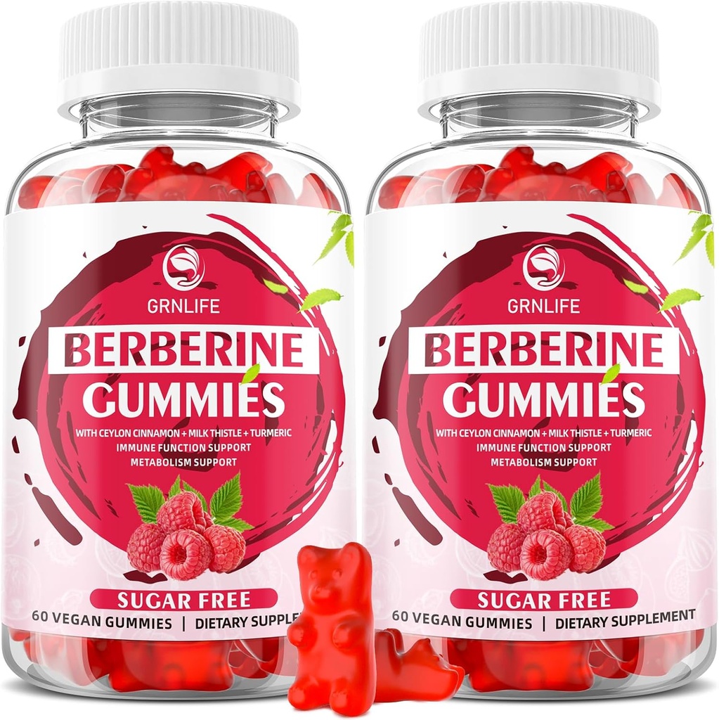 Ceylon Cinnamon 1500 mg Yüksek Potency Berberine HCL Supplement for Immune and Metabolism Support, Sugar Free, Raspberry Flavor - 120 Kont