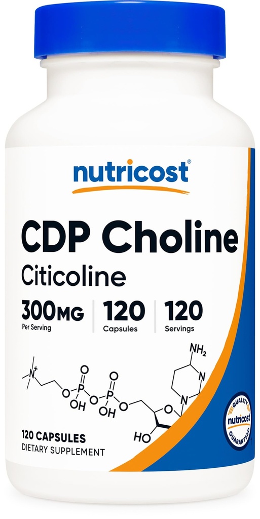 Nutricost CDP Choline (Citicoline) 300 mg, 120 Vegetarian Capsules - Non-GMO, Vegetarian Friendly, Gluten Free