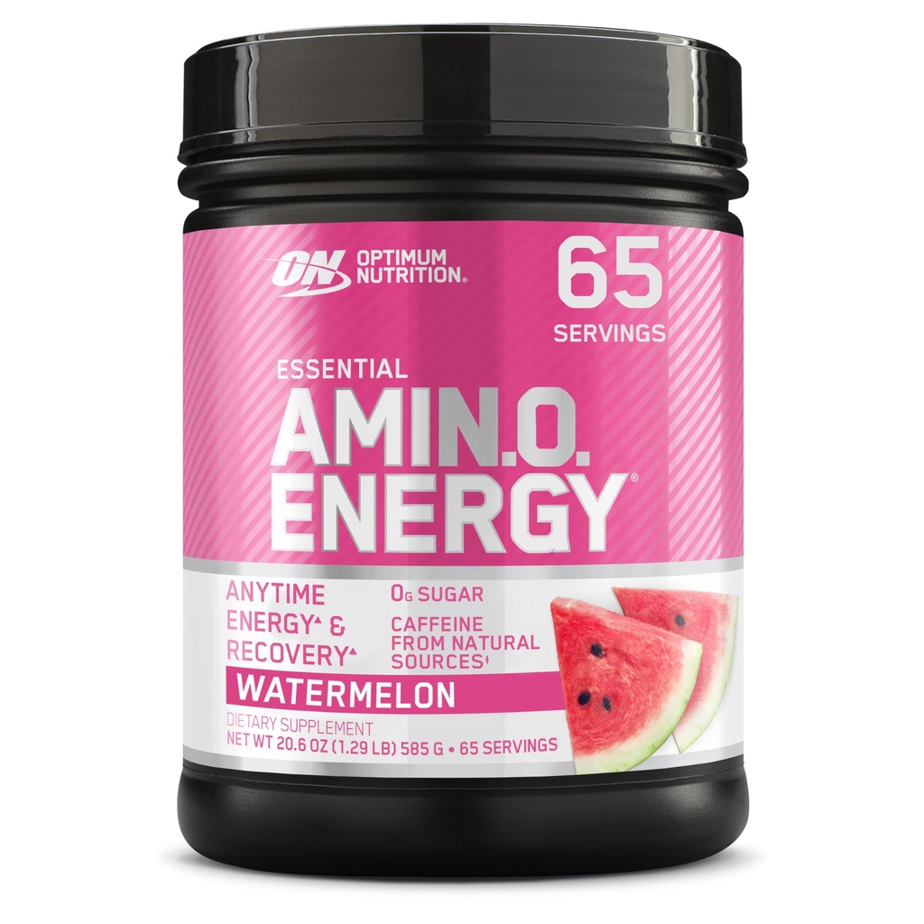 Optimum Nutrition Amino Energy - Προ προπόνηση με πράσινο τσάι, BCAA, Αμινοξέα, Κετό Φιλικό, Πράσινο εκχύλισμα καφέ, Ενεργειακή σκόνη - Καρπούζι, 65 σερβιρίσματα (Packaging May Vary)