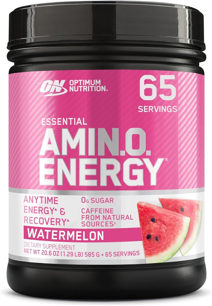 Optimum Nutrition Amino Energy - Προ προπόνηση με πράσινο τσάι, BCAA, Αμινοξέα, Κετό Φιλικό, Πράσινο εκχύλισμα καφέ, Ενεργειακή σκόνη - Καρπούζι, 65 σερβιρίσματα (Packaging May Vary)