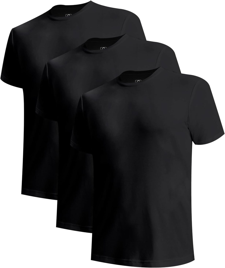 BAMBOO COOL Ανδρικά εσώρουχα Slim Fit V-Neck/Crewneck, Moisture-Wicking T-Shirts Μαλακό Stretch Λευκό Ties για άνδρες, 3 Pack