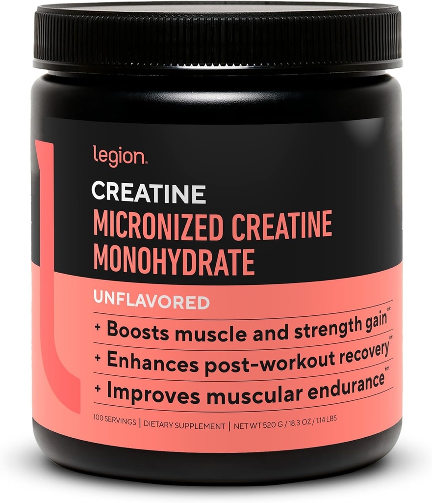 LEGION Micronized Kretine Monohidrat Tamam - Kase ve Post Workout Recovery için Temiz Kretine Toz - Mikronized Kres için Krepçe Supplement, Unflavored)