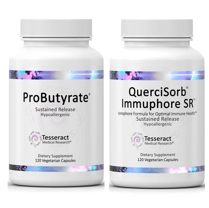 Tesseract Medical Research Ultra Gut and Immune Health Combo, Butyric Acid Complex Gut Health Supplement (120 Capsules) and Quercetin, Immune Support Supplement (120 Capsules)