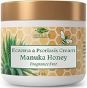 Green Leaf Naturals Manuka Honey Eczema Cream Moisturing Lotion Fragrance Free for Psoriasis Relief - Itchy, Kuru Skin Ointment - Skin Soothing Moisturizer - Body & Face Cream - Kids & Yetişkinler 4oz