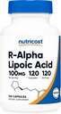 Nutricost R-Alpha Lipoic Acid 100mg, 120 Κάψουλες - Κάψουλες λαχανικών, Μη ΓΤΟ, Χωρίς γλουτένη