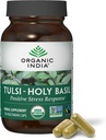 ORGANIC INDIA Tulsi Holy Basil Capsules - Holy Basil Extract - Holy Basil Leaf Supplement, Herbal Supplement, Immune Support, Stress Relief, Vegan, Gluten-Free, Kosher, Organic, Non-GMO - 90 Capsules