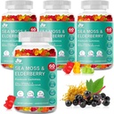 BIO VITALICA Deniz Moss Gummies Elderberry BioVitalica - C D + çinko - İrlandalı Seamoss Vegan Gummy with Sea Moss Gel & Toz for Immunity, Detox - Yetişkinler ve Çocuklar için (4Packs)