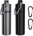 Küçük Pill Box,(2 Pack+2*Carabiner Clips) Asansör Pill Holder Portable Mini Travel Pill Container Metal Case Şişe with Keyring