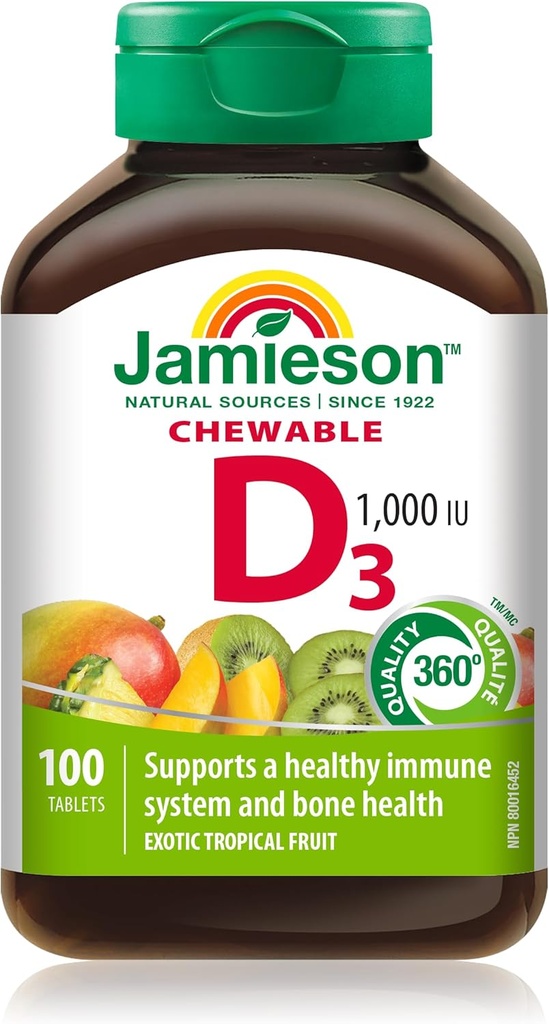 Jamieson Laboratuvarları 1000 LU Natural Trovor Chewable Vitamin, 100 Count