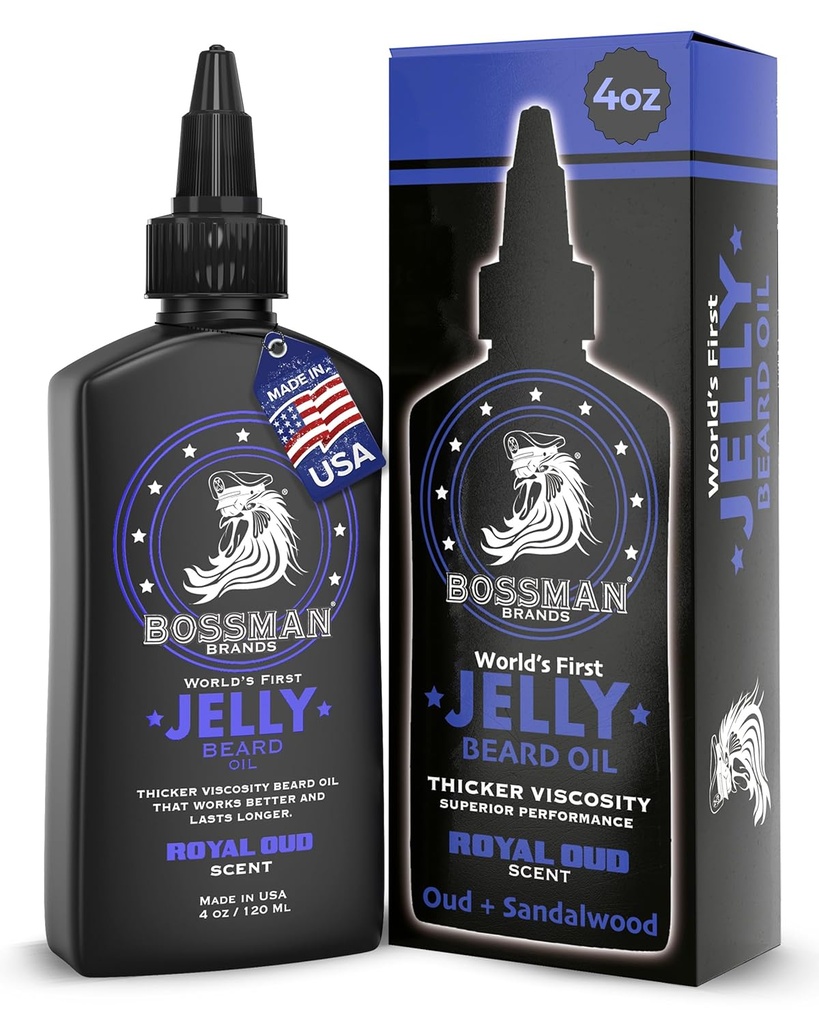 Patronman Jelly Beard Oil for Men (4 oz, Royal Oud Scent) – Softens, Moisturizes & Conditions with Natural Materialss