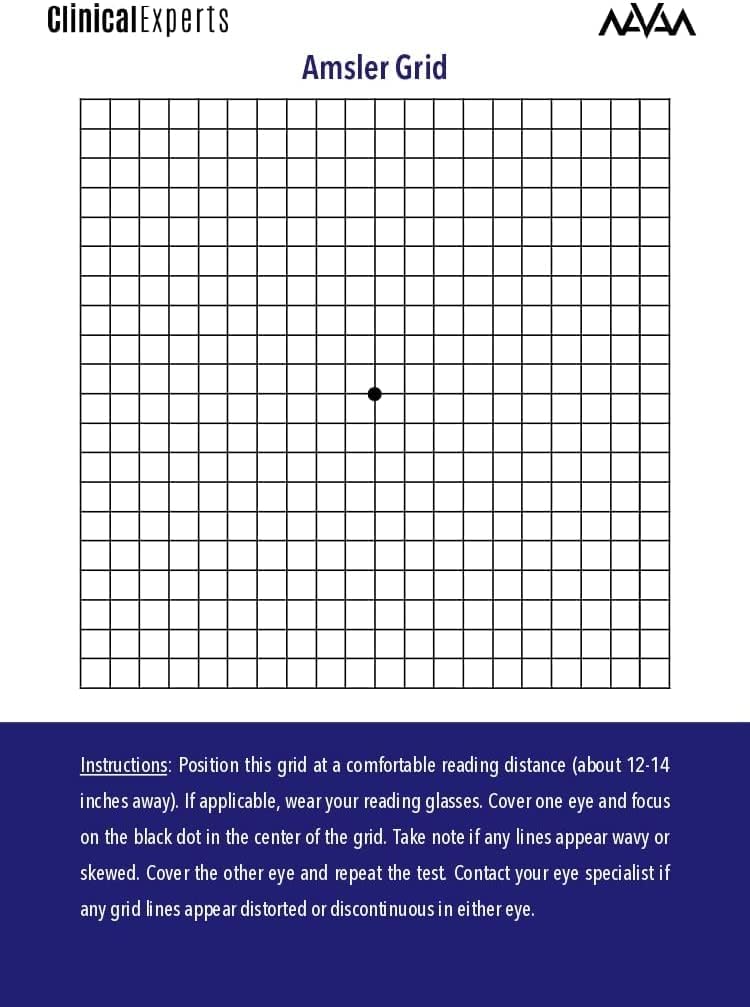 Amsler Eye Grid με Magnetic Back - Daily Vision Screening Tool για την εκφύλιση και το γλαύκωμα των ασθενών από Κλινικούς Εμπειρογνώμονες (2 Pack)
