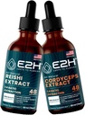 E2H: Εκχυλίσματα Reishi & Cordyceps - Ενέργεια, μακροζωία, ενέργεια, Σταμίνα & Ανοσολογική Υποστήριξη - Μη ΓΤΟ, Vegan - 2 Fl Oz Κάθε (4 Fl Oz Total) - Bundle