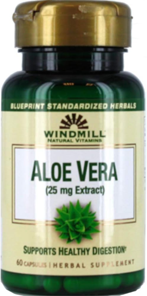 Rüzgar değirmeni Doğal Vitaminler Aloe Vera (25 mg Extract) 60 Capsules (Pack of 1)