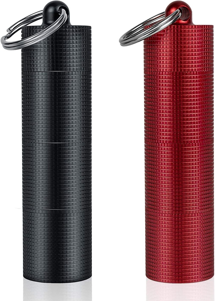 PPFISH 2 PCS Portatif Günlük Pill Vakası, 3 Karşılaştırmalı Alüminyum Mutfak Suları Pill Box Mineral, Küçük Pocket Pill Konteyner, Blackberry Pill Fob, Travel Pill Holder for Men Women Women