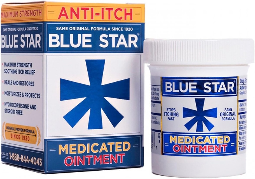 Blue Star Medicated Anti-Itch Ointment, 2oz Per Pack (2 Pack)