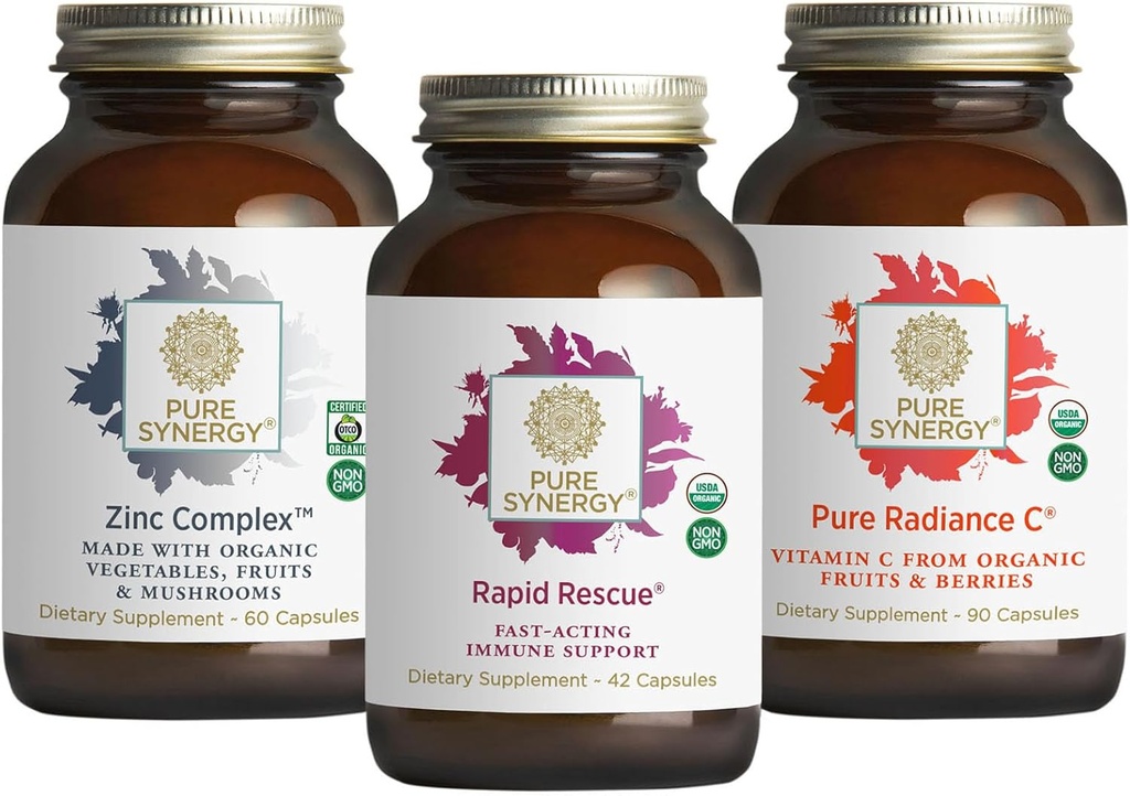 PURE SYNERGY Immediate Immune Support Sche | Organik Vitamin C Supplement | Çinko Supplement Tüm Gıdalarla Yapıldı | Hızlı Herbal Formula Echinacea Ekstra | Non-GMO ve Organik Malzemeler |