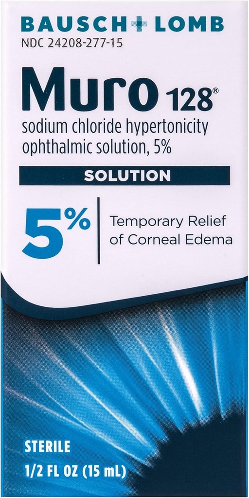 Muro 128 Çözüm, Corneal Edema Geçici Yardımı, Eye Care, sodyum Chloride Hipertonicity Ophthalmic Çözüm% 5, 0,5 Fl. Oz Oz