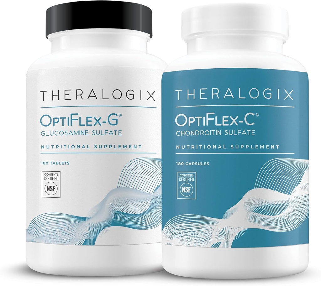 Theralogix OptiFlex Complete - Προμήθεια 90 ημερών - Συμπλήρωμα γλυκοζαμίνης & χονδροϊτίνης - Υποστήριξη Υγιής Κοινή Λειτουργία - Συμπληρώματα κοινής χρήσης για γυναίκες & άνδρες - NSF Certified - 180 Caps & 180 Tabs
