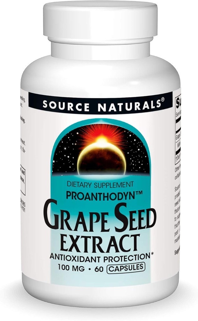 Source Naturals Grape Tohum alıntı, Koruma ve Sağlıklı Ağlama Beyin *, 100 mg - 60 Capsules